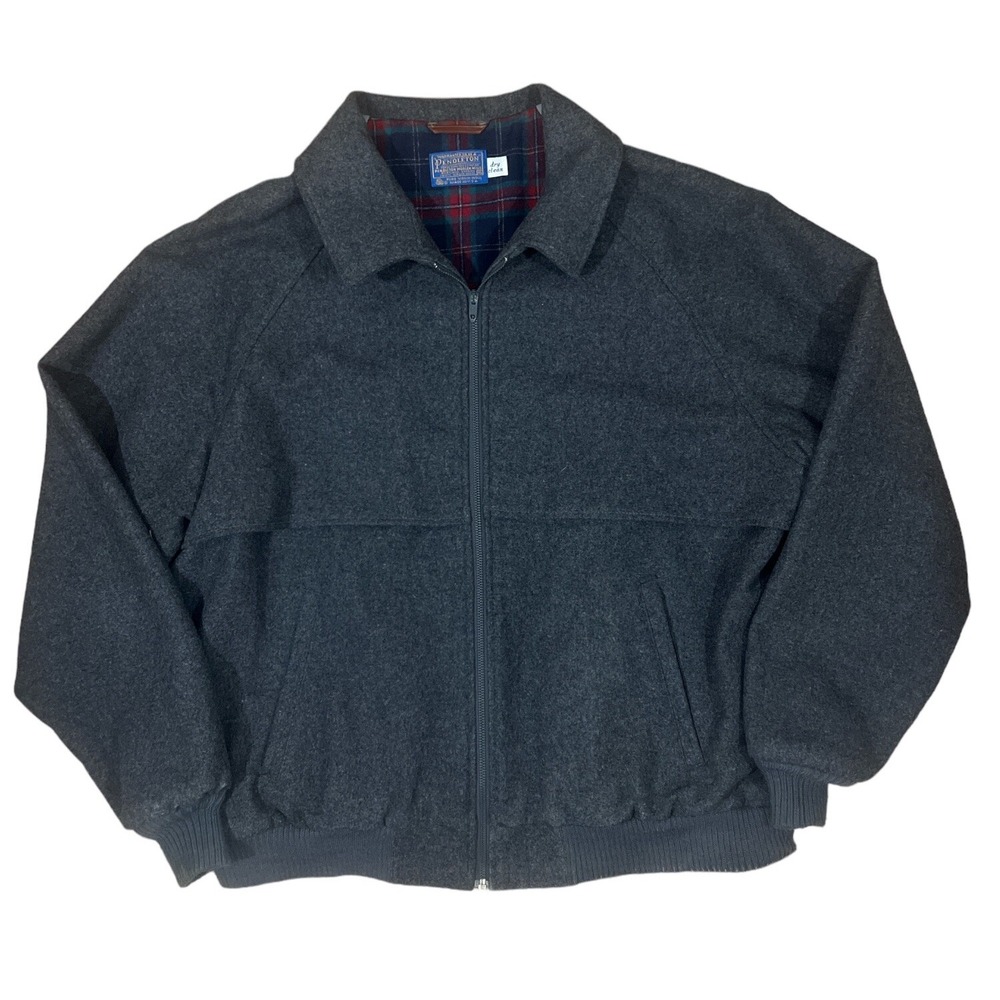 Vintage Pendleton Men's Bomber Jacket Size XL GRAY Pure Virgin Wool